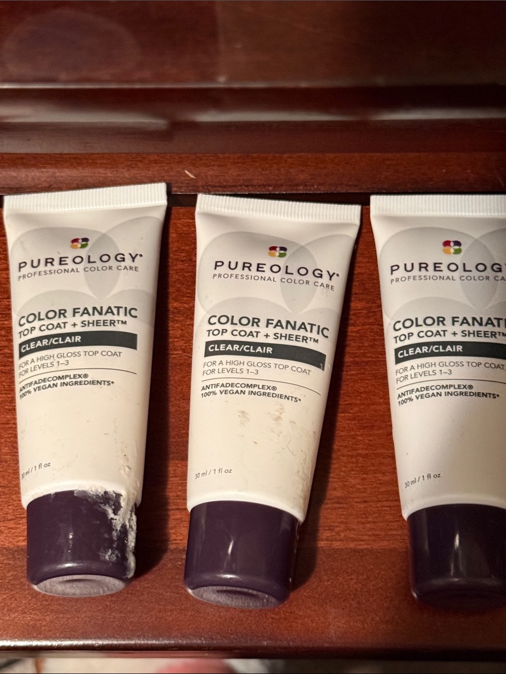 NEW 3x Pureology Color Fanatic Top Coat Clear Hair Gloss Travel